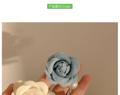 Fabric Clip Pearl Faux Floral Hair