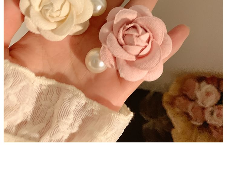 Fabric Clip Pearl Faux Floral Hair