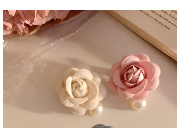 Fabric Clip Pearl Faux Floral Hair