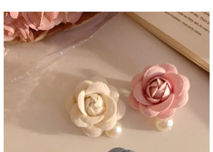 Fabric Clip Pearl Faux Floral Hair