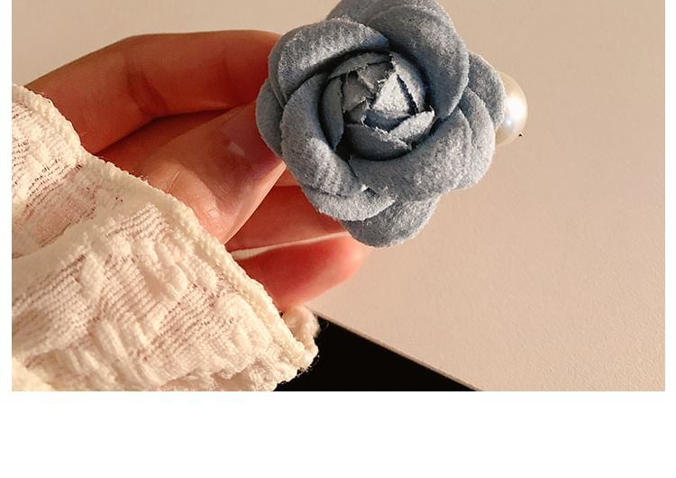 Fabric Clip Pearl Faux Floral Hair