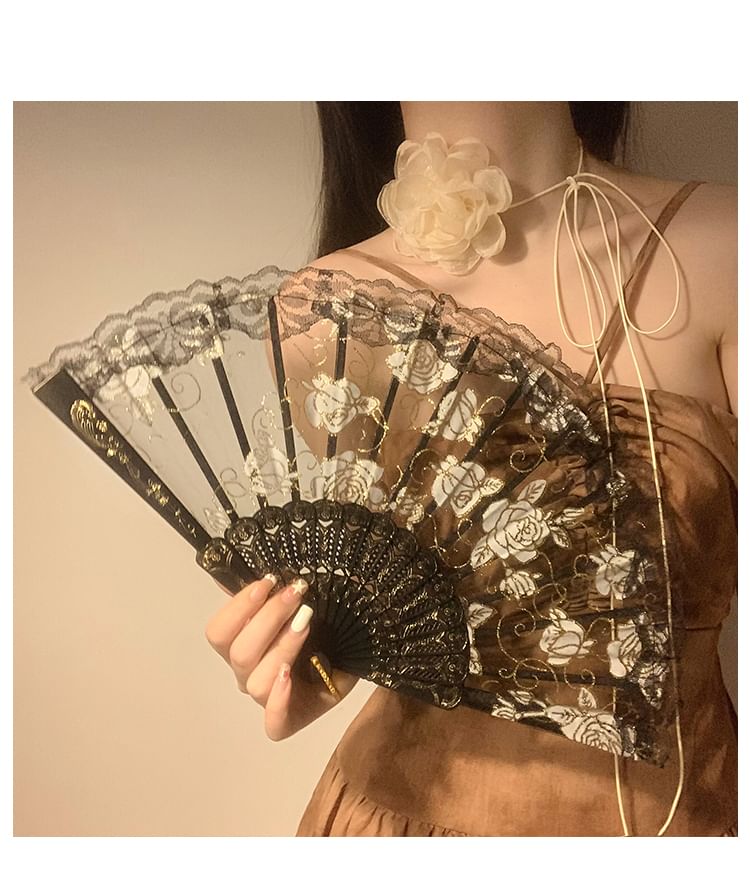 Set Fan Floral Hand / Foldable Designs) (Various Lace Choker