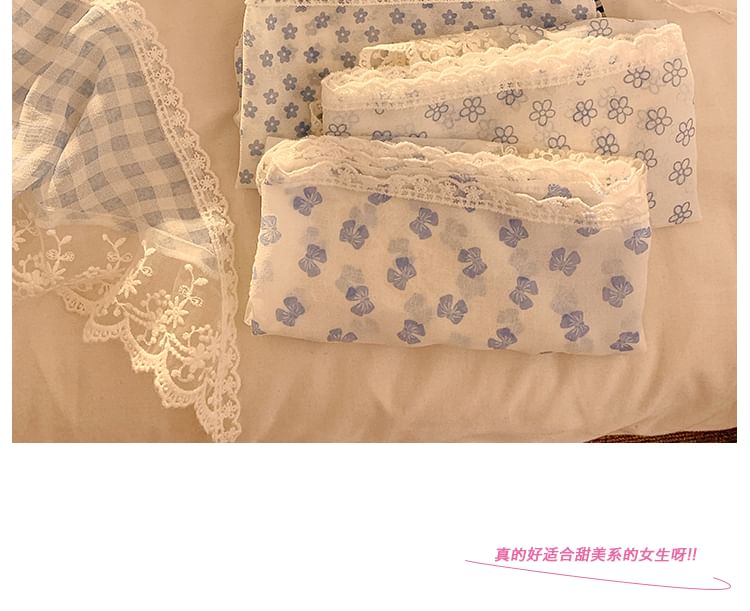 Triangle Designs) Head Scarf Trim Lace Plaid (Various