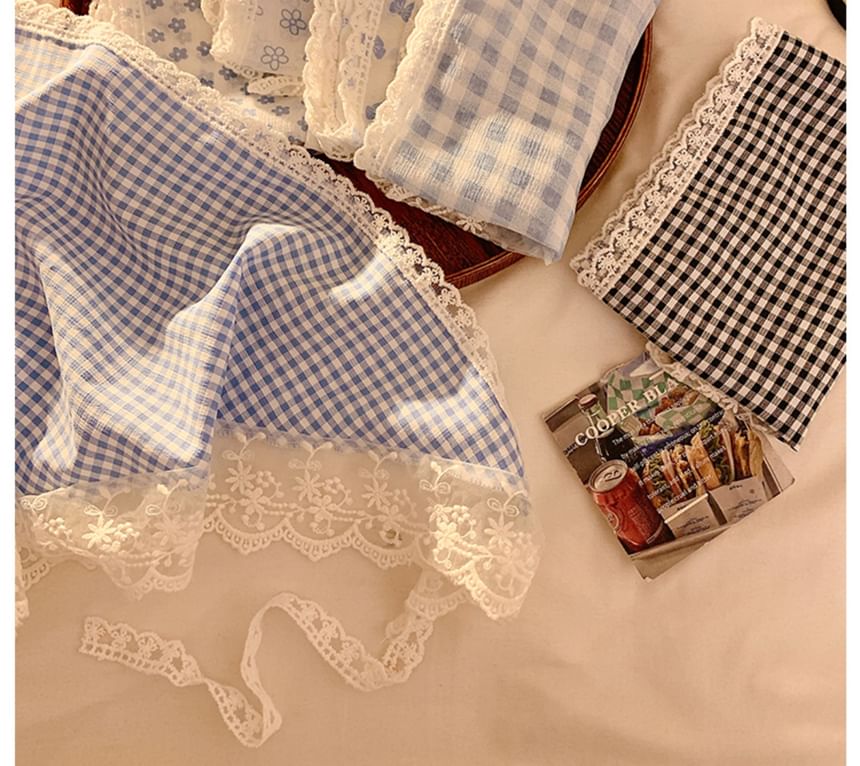 Triangle Designs) Head Scarf Trim Lace Plaid (Various
