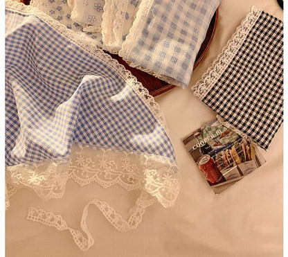 Triangle Designs) Head Scarf Trim Lace Plaid (Various