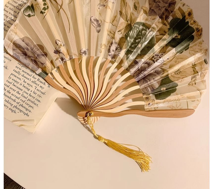 （様々な折りたたみデザイン）扇子プリントの竹の手