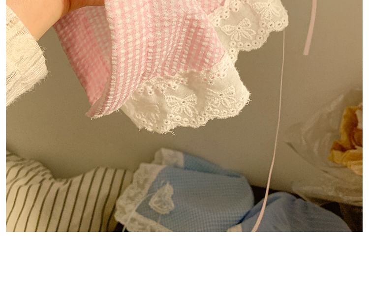 Spitzen-Bandana (verschiedene karierte Stirnband-Designs) Besatz