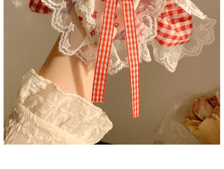 （様々な花柄チェリーバンダナシュシュ/トリムデザイン）レース