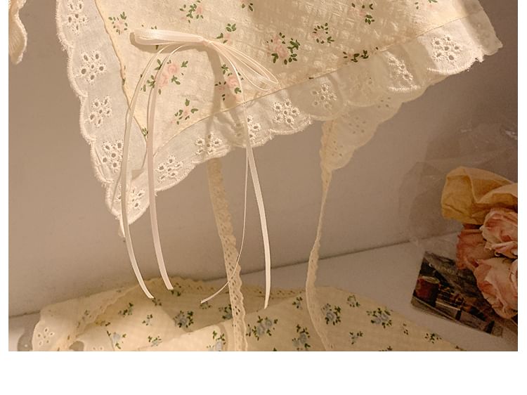 Lace Bandana Floral Trim Scrunchie (Various Designs) /