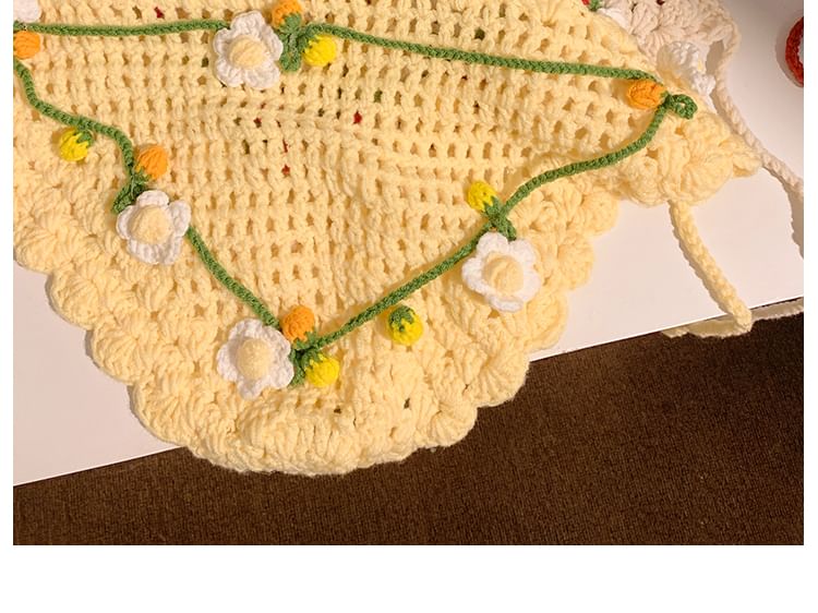 ボンネット花柄クロシェヘアハットタイ /