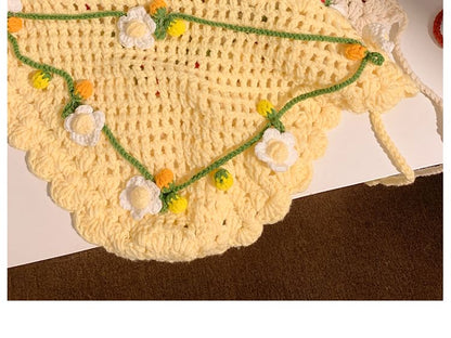 ボンネット花柄クロシェヘアハットタイ /