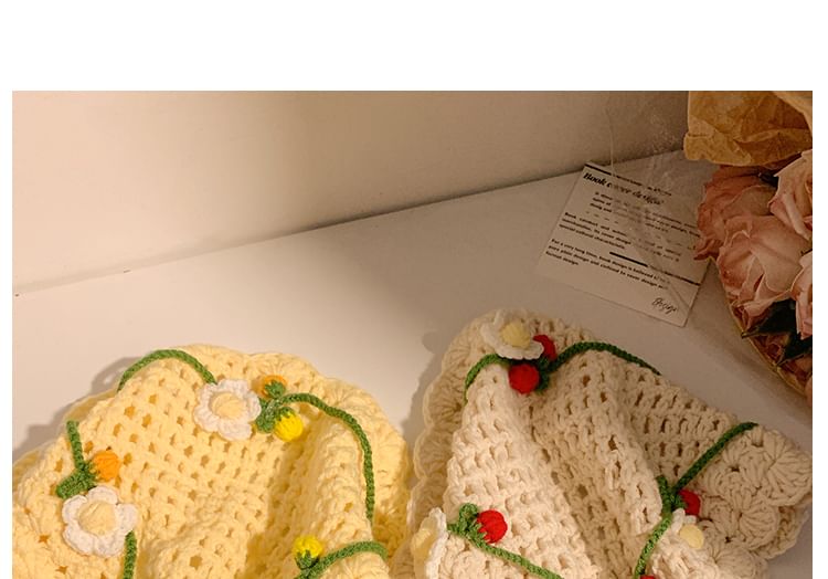 ボンネット花柄クロシェヘアハットタイ /