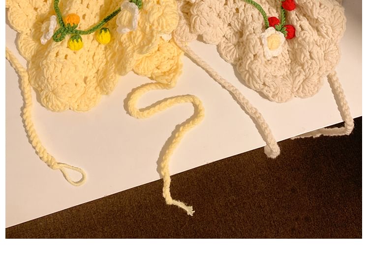 ボンネット花柄クロシェヘアハットタイ /