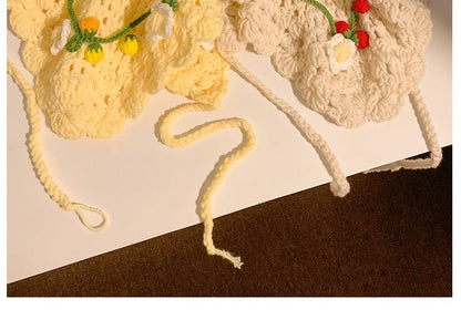 ボンネット花柄クロシェヘアハットタイ /