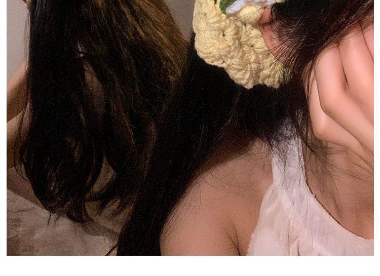 ボンネット花柄クロシェヘアハットタイ /