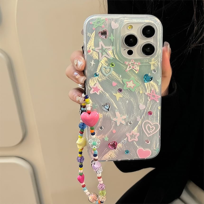 Phone Strap Set / Adhesive Case Decoration Star Rhinestone