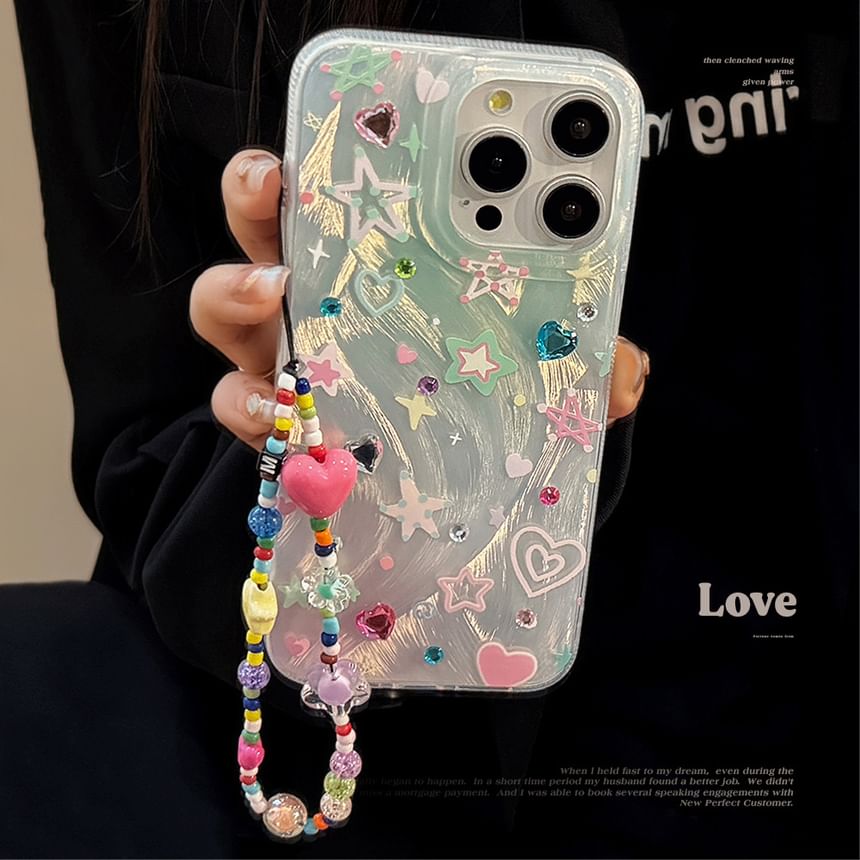 Phone Strap Set / Adhesive Case Decoration Star Rhinestone