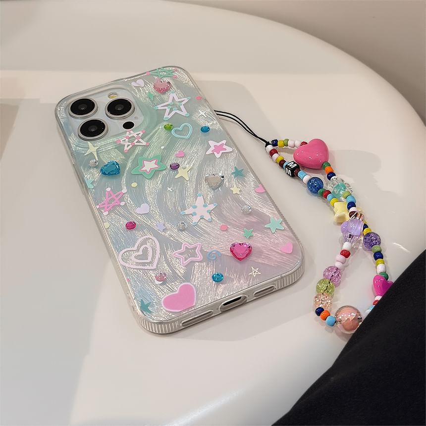 Phone Strap Set / Adhesive Case Decoration Star Rhinestone