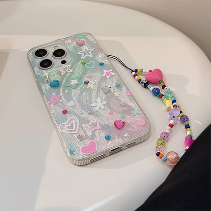 Phone Strap Set / Adhesive Case Decoration Star Rhinestone
