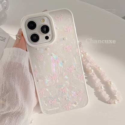 Phone Pearl Set Bow Decoration / Strap Faux Case Adhesive