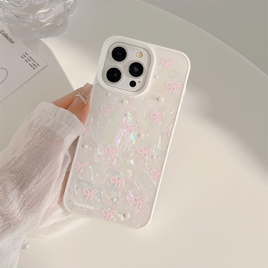 Phone Pearl Set Bow Decoration / Strap Faux Case Adhesive