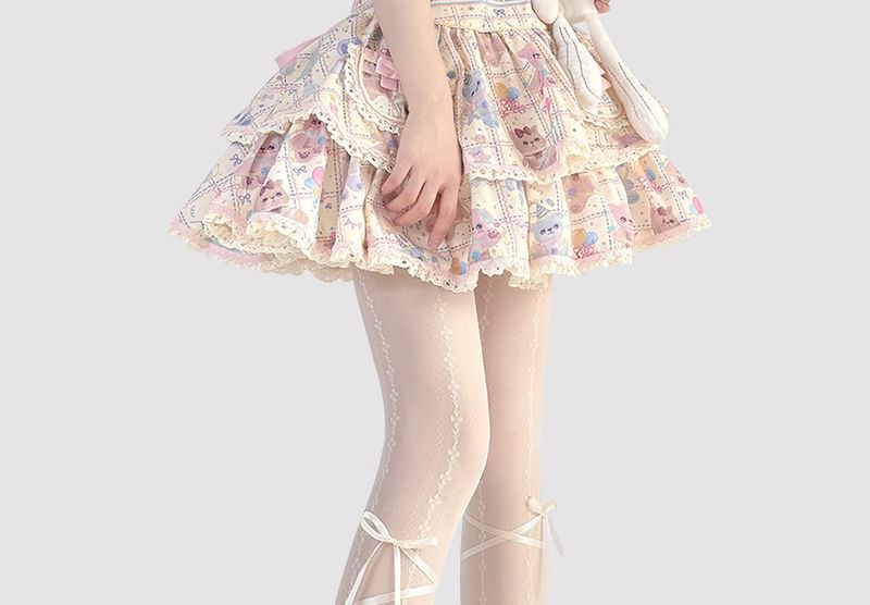 Akzentstrumpfhose mit Schleife, transparent