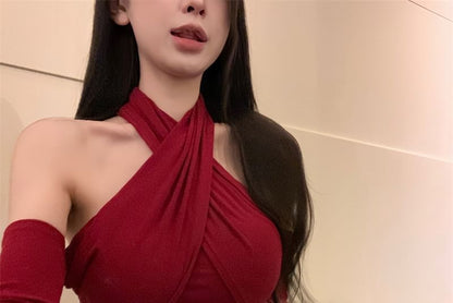 Long Sleeve Cold Shoulder Plain Mini Sheath Dress