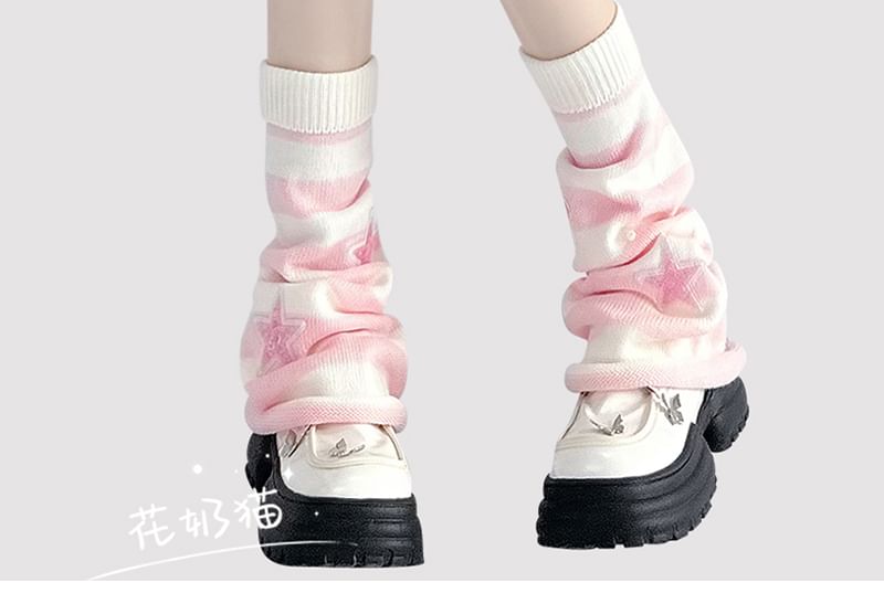 Applique Leg Warmers Star Knit Striped