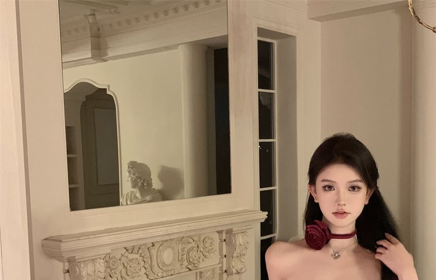 Plain Asymmetrical Drawstring Velvet Mini Sheath Tube Dress