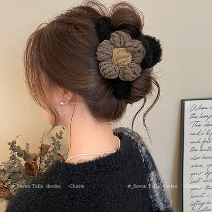 Yarn Claw Chenille Floral Clip Hair