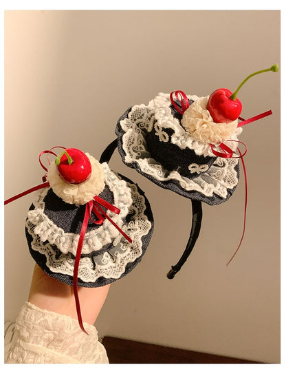 トリムクリップハットチェリー/ヘッドバンドヘアレース