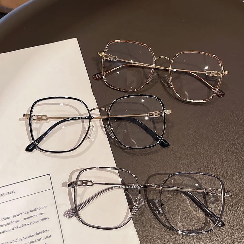 Helle quadratische Brille mit blauem Blockierungsmetall