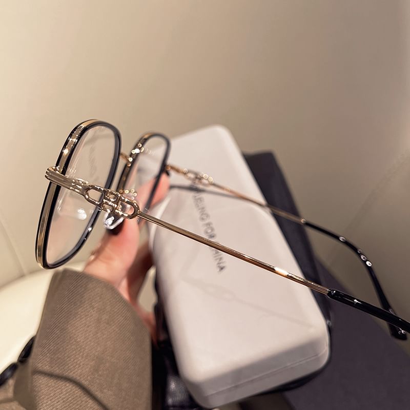 Helle quadratische Brille mit blauem Blockierungsmetall