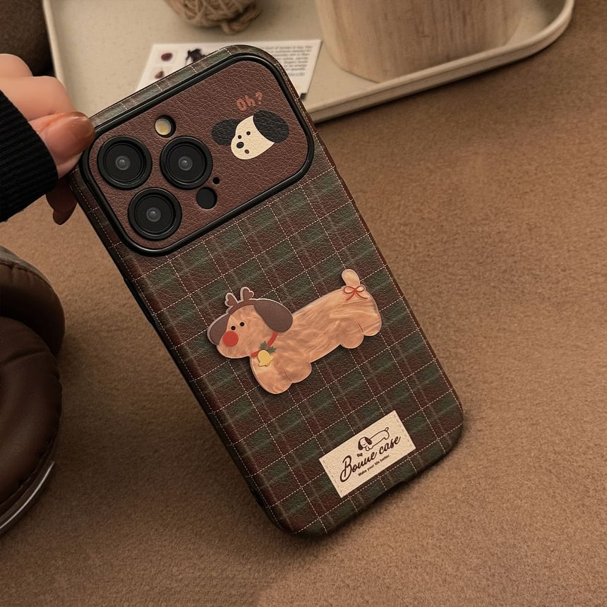 Set Plaid Charm Case Phone Pom Bell Dog /