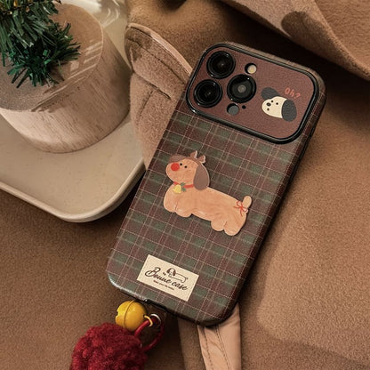 Set Plaid Charm Case Phone Pom Bell Dog /