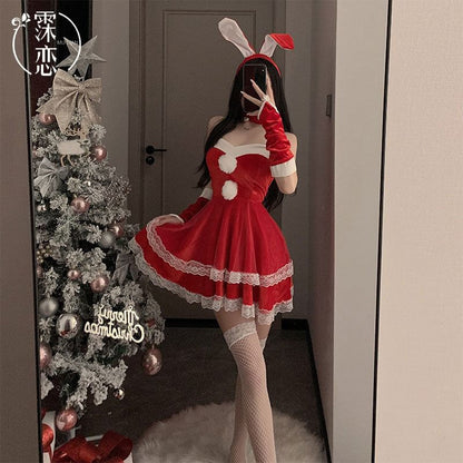 Christmas Bunny Girl Lingerie Costume Set