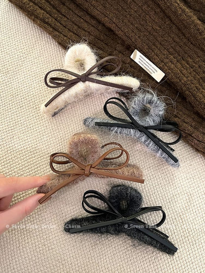 Leather Hair Faux Claw Bow