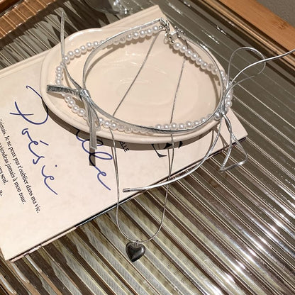 Necklace Braded Heart Layered / Set