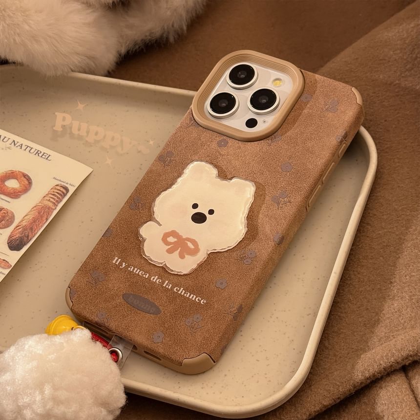 Dog Phone Case and Pom Pom Charm Options - Compatible with iPhone