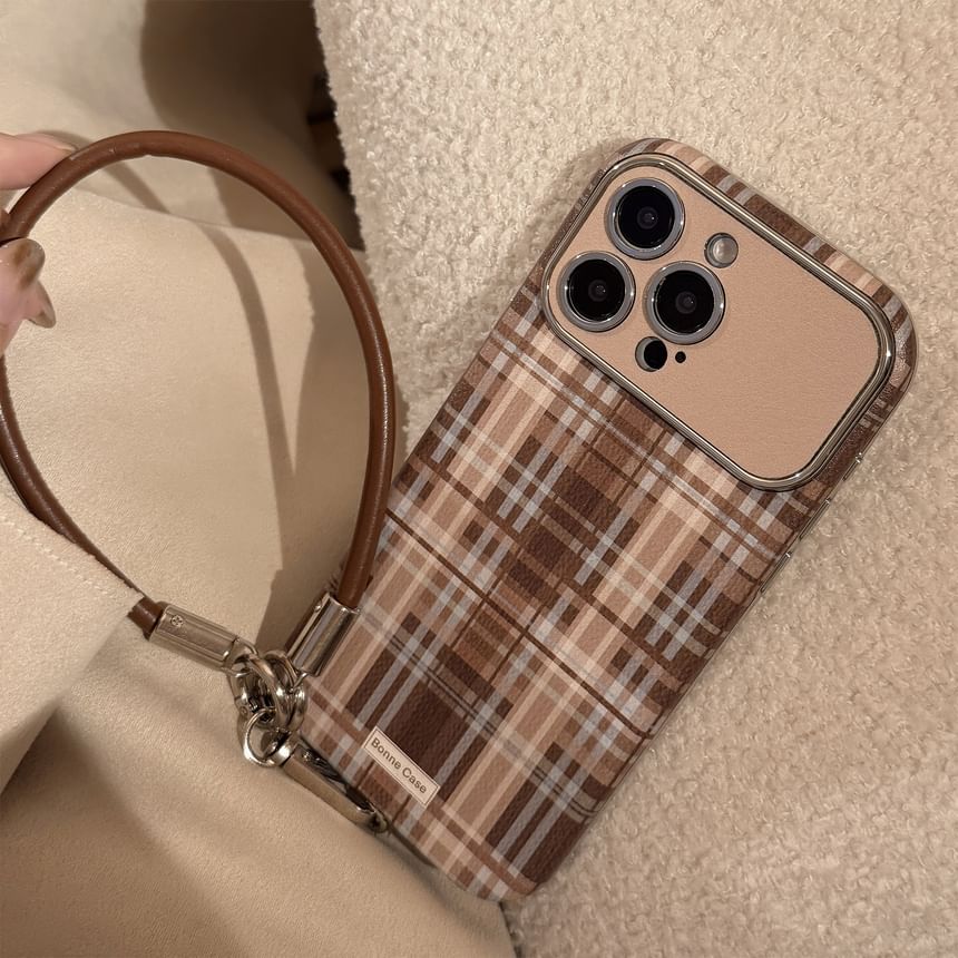 / Set Phone Strap Plaid Case