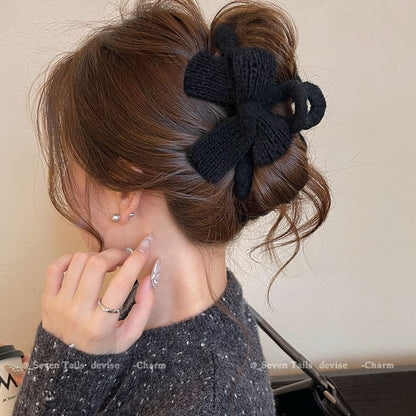 Claw Clip Bow Hair Knit Acrylic