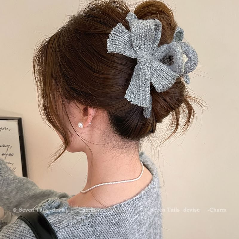 Claw Clip Bow Hair Knit Acrylic