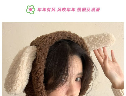 Shearling-Mütze mit Hundeohren