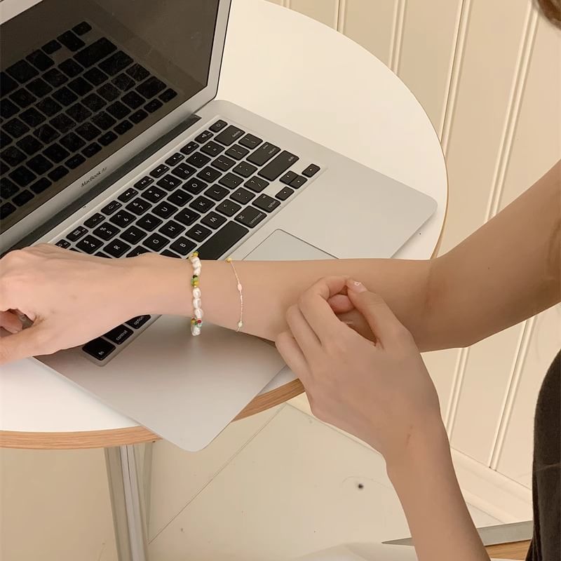 Pearl Silver Bead S925 Bracelet / Freshwater Sterling