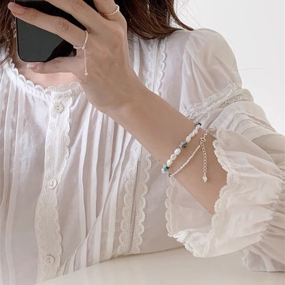 Pearl Silver Bead S925 Bracelet / Freshwater Sterling