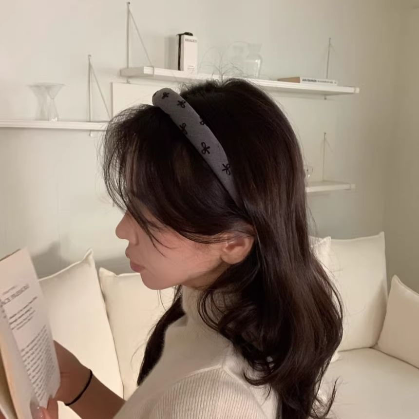 Headband Bow Fabric Embroidered