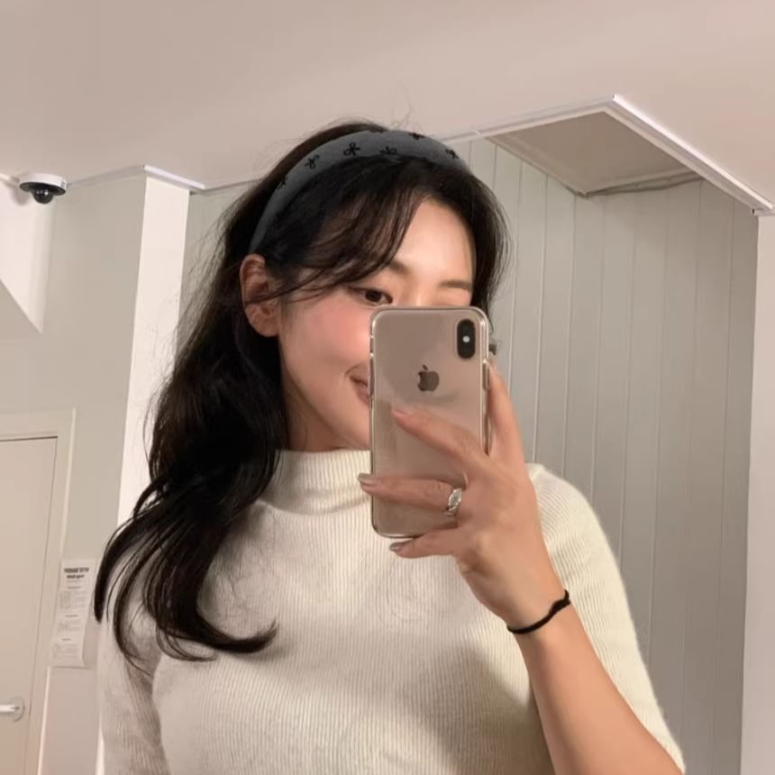 Headband Bow Fabric Embroidered