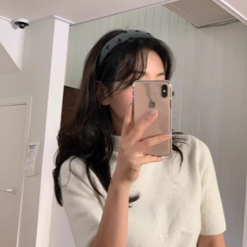 Headband Bow Fabric Embroidered