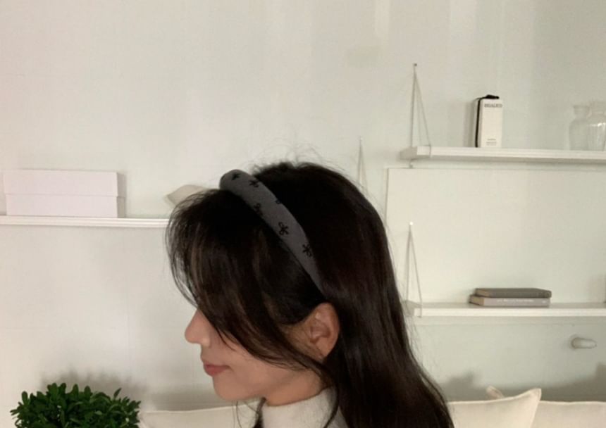 Headband Bow Fabric Embroidered