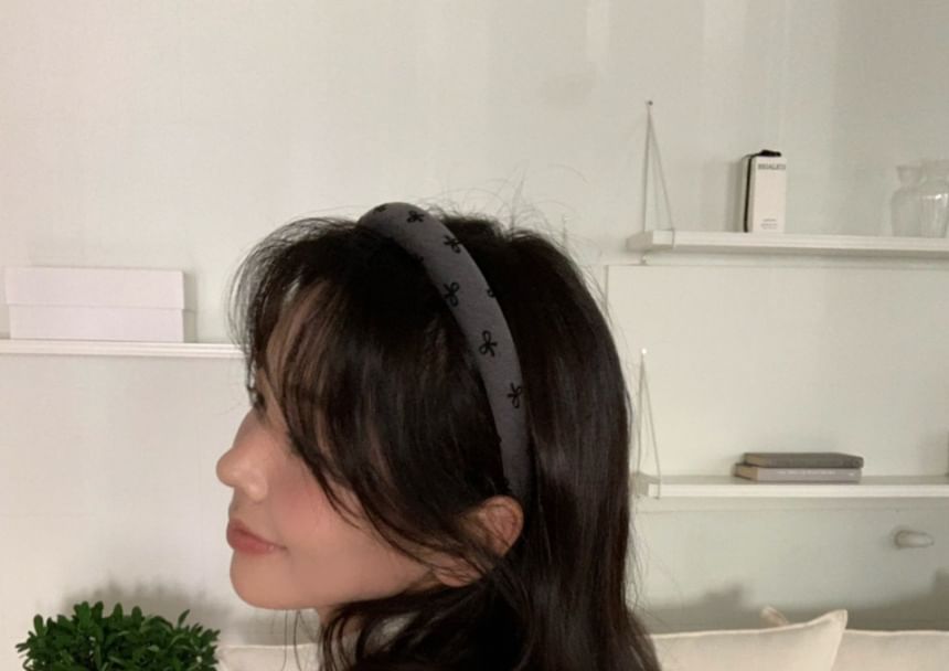 Headband Bow Fabric Embroidered
